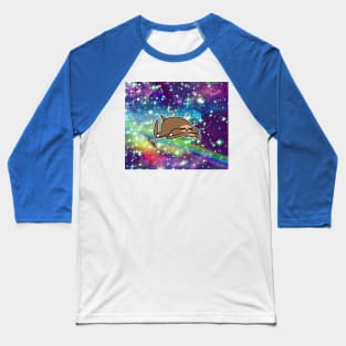 Fat Sloth Meet Flat Sloth - Rainbow Space Baseball T-Shirt